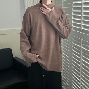 现货半高领德绒长袖T恤高领秋冬打底衫男宽松大码休闲T30-P35控59图片