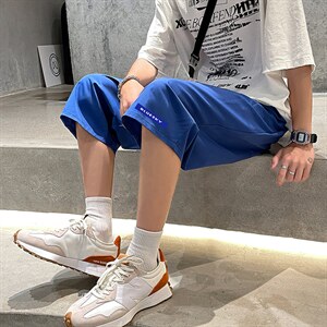 QK72202-P25冰丝七分裤男大码速干短裤男五分裤 港风图片