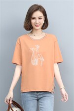 2023夏季新款简约时尚气质圆领休闲舒适短袖T恤，女装T恤，玛其路