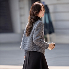 秋冬新款粗花呢亮片小香风外套气质优雅风短款大衣，女装短外套，慕依路