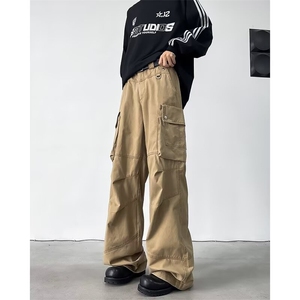 美式街头多口袋微喇叭工装裤男复古高街百搭休闲长裤K5861-P63图片