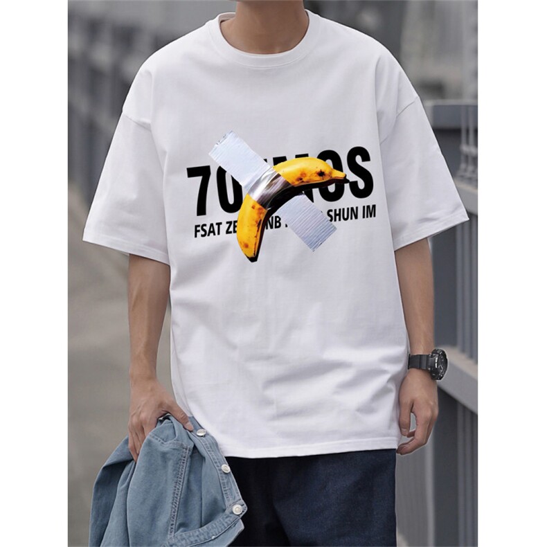 220克纯棉潮牌印花宽松圆领短袖t恤DT3268-特批19图片