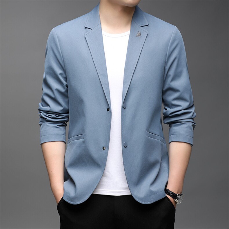 纯色百搭免烫西服中年男装新款商务休闲宽松上衣薄款男士外套,男装西服,电商B212（原钱塘6029）
