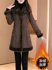 【大货已出】加绒保暖高档皮毛一体时尚中长款外套女，女装皮草，韩蔻秀