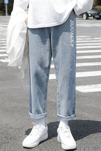 牛仔裤男潮牌宽松潮流直筒秋季韩版休闲阔腿裤长裤子1119图片