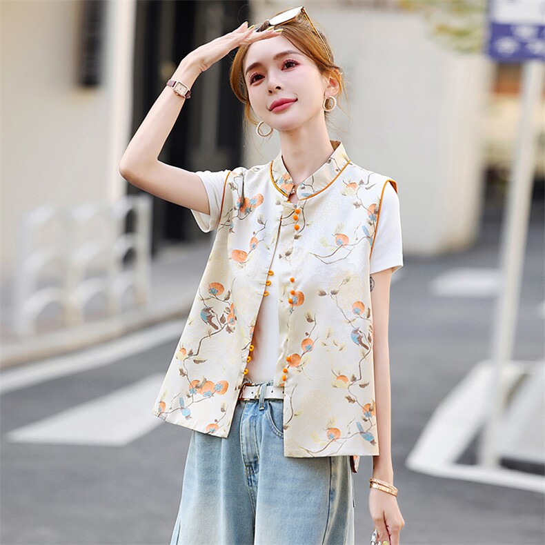 马甲女春夏款提花气质简约百搭女上衣，女装马甲，芙芮