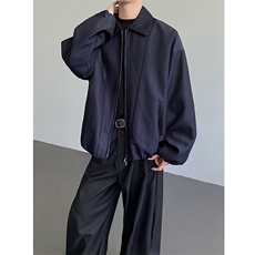 松弛感慵懒风休闲翻领立体廓形牛仔夹克外套-J2599-P85，男装工装外套，电商B289