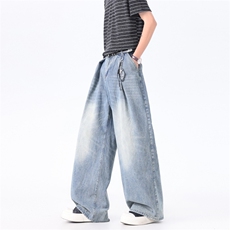 XZ-221-1/K1661/P58美式复古水洗做旧宽松阔腿垂感休闲牛仔裤，男装牛仔裤，星座221-1