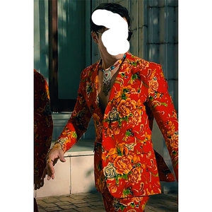 R1东北大花西服套装网红同款男女大码团队服风新中式表演出服图片