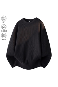 2025秋冬加厚高品质设计感纯色街头圆领轻奢针织毛衣MZ84-P48图片