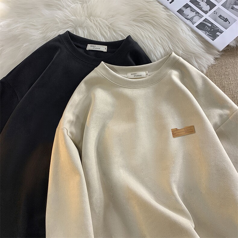 麂皮绒卫衣男大码重磅长袖t恤男JW81293-P35,男装卫衣,电商A040