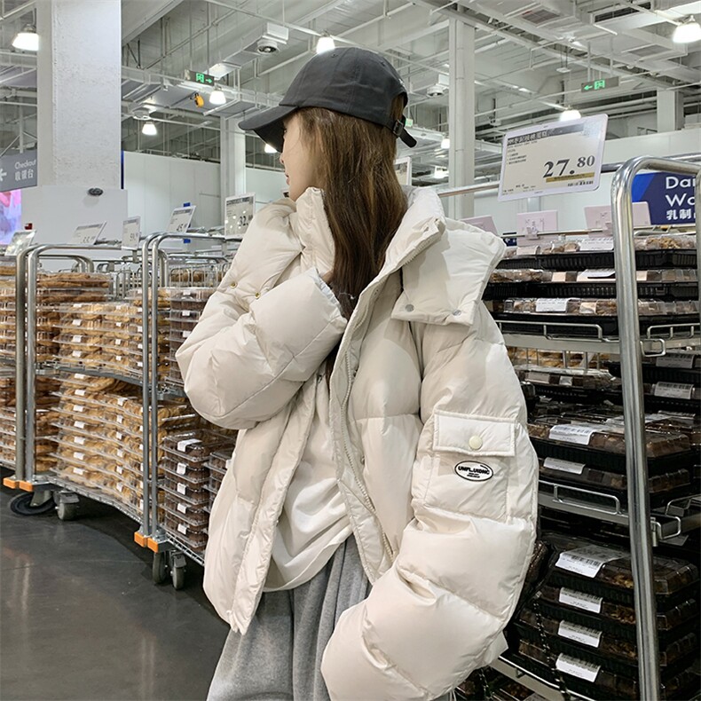 白色韩系高级感羽绒服外套女冬季小个子加厚连帽90白鸭绒面包服图片