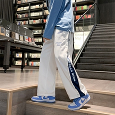 排扣裤子男2023春季宽松直筒裤潮ins设计感运动休闲长裤K770-p38，男装休闲裤，星座1008-1