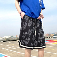 现货！港风夏季运动腰果花休闲大码五分裤短裤A021-K22098-特批20，男装牛仔裤，电商A021