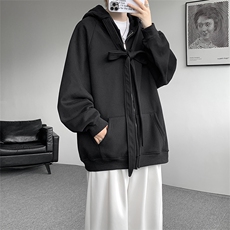 8XL-M朝牌情侣美式绑带设计连帽卫衣宽松开衫外套男女WY35P58，女装短外套，电商D206-1