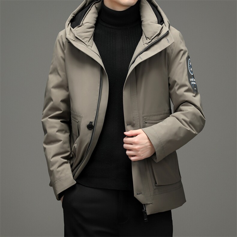 男士冬季纯色连帽羽绒服鸭绒厚款保暖休闲外套男装ZELD9841-P335,男装羽绒服,电商B212（原钱塘6029）