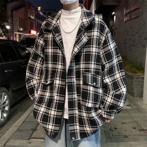 男士大衣男秋冬季新款潮牌夹克港风宽松粗织外套 J6511 P95图片