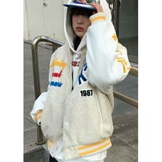 开春美式复古潮学院风字母刺绣棒球服男宽松夹克外套J689，男装夹克，星座1116A（原606A-3）
