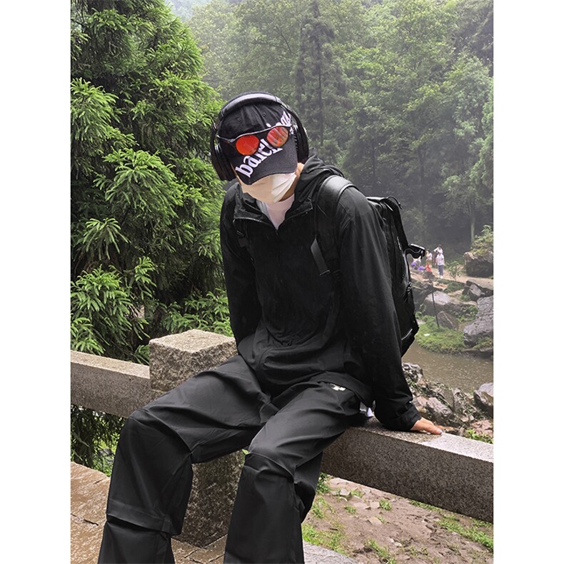 B221美式ins街头hiphop刺绣宽松褶皱休闲裤子LK23123-P60控78,男装休闲裤,电商B221