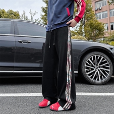 XK60022-P35条纹休闲裤男春秋款潮牌痞帅炸街宽松运动裤青少年，男装休闲裤，电商A178