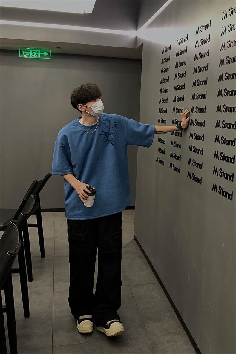 夏季竹竹高升烧花麂皮绒短袖T恤JDT77787P25块特价：供抖音视频,男装T恤,星座227-7