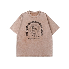 白底得物品质重磅纯蜡染水洗做旧美式纯色男女短袖T恤DT27-P38，男装T恤，星座301C-5