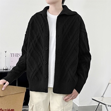秋款男毛衣菱形针织衫单排扣休闲外套M840P65，男装针织衫/毛衣，星座1013-1