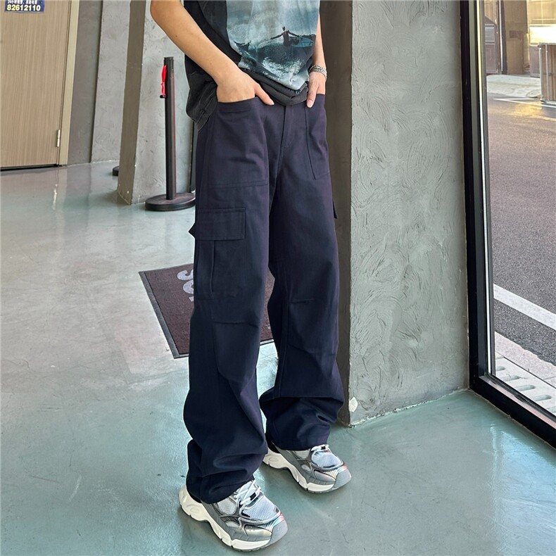 新款美式伞兵工装裤男女潮秋季日系宽松褶皱工装裤痞帅直筒长裤子,男装工装外套,星座506A