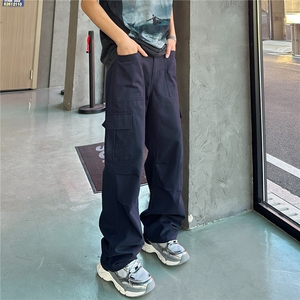 新款美式伞兵工装裤男女潮秋季日系宽松褶皱工装裤痞帅直筒长裤子图片
