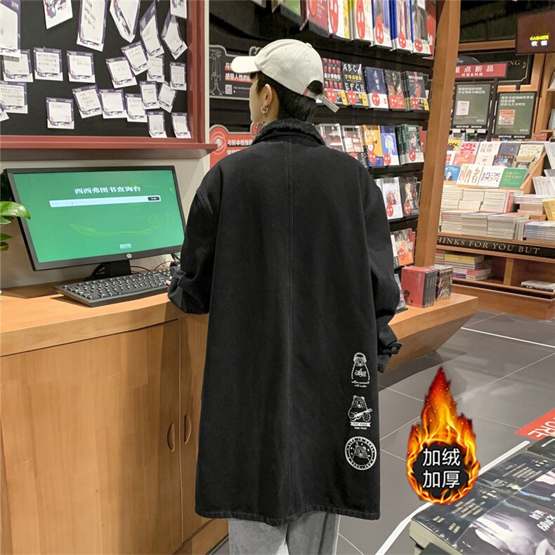 FY5017J-98限价138M-5XL加绒羊羔绒小熊风衣长款大码宽松过膝，男装风衣，星座116