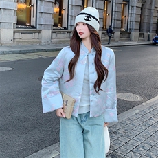 现货！（90新标带检）新中式提花料立体花羽绒服女气质保暖外套，女装羽绒服，浙宝189