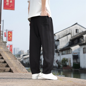 春夏新款帅气阔腿直筒裤风棉麻休闲裤男K2506-P70图片