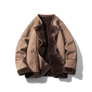 1白底皮毛一体高级感轻奢机车大码M-5XL棉服外套男8708P158控228,男装棉衣,星座226-2