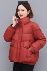 2024年冬装新款羽绒服女加厚短款防风领立领白鸭绒，女装羽绒服，璐依舞