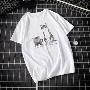 猫狗印花短袖T恤男加肥大码胖人M-6XL半袖潮牌QT5070-T2004图片