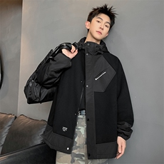 L到8XL2025秋季新款连帽重磅拼接夹克外套男加肥加大码胖子胖人，男装夹克，钱塘717(原712)