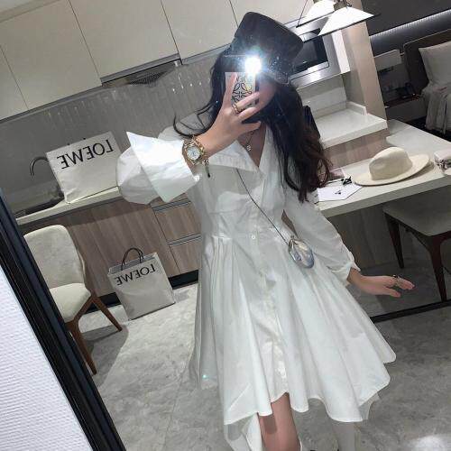 不对称领衬衫裙，女装衬衫，XTZ style