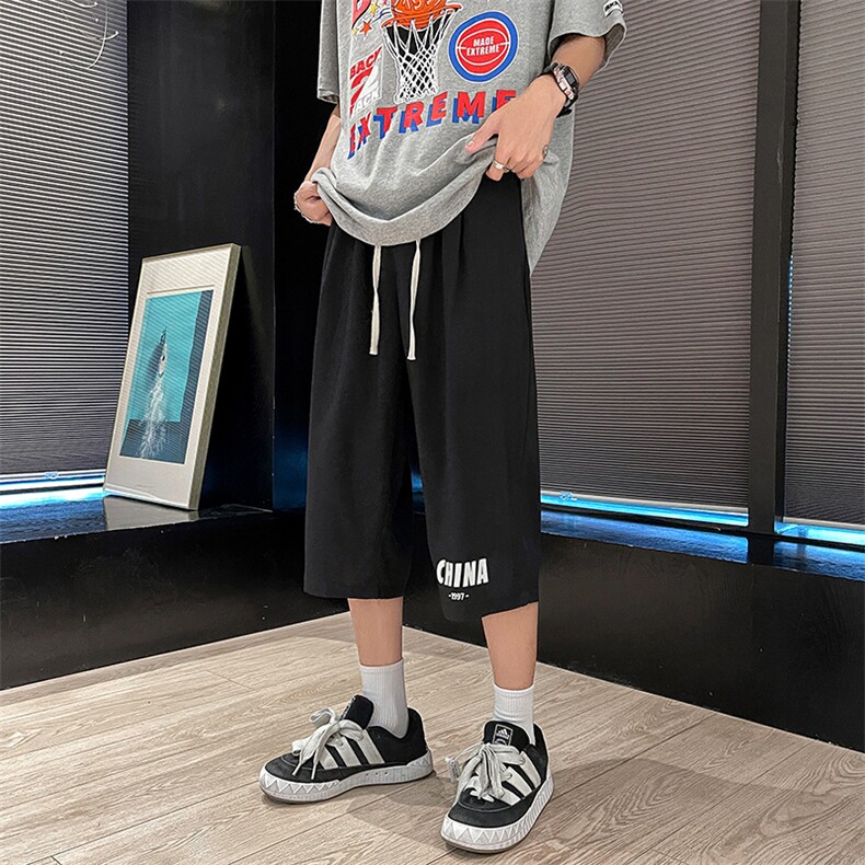 QK72248-P25冰丝七分裤男大码速干短裤男五分裤 港风图片