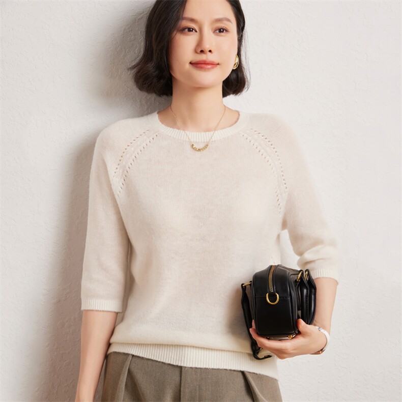 单股一线成衣女士天丝圆领短袖图片