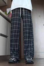 视频图-复古撞色格子抽绳松紧休闲裤男8068-P38，男装休闲裤，电商B380（原B361）