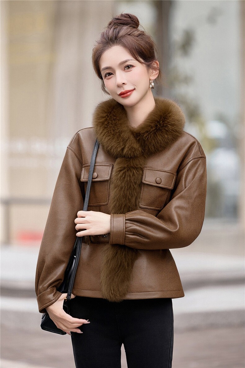 2025冬装新款麂皮绒羽绒狐狸毛外套,女装羽绒服,曼琳思菲
