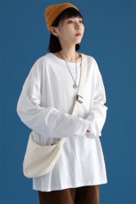 纯棉2024秋季新情侣纯色长袖T恤男女士打底衫圆领A158-T88889-P20，男装T恤，电商A158-1