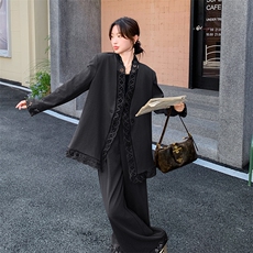 (新品）现货新款韩系蕾丝边阔腿裤套装F568-P175-K248，女装套装/套裙，2C255
