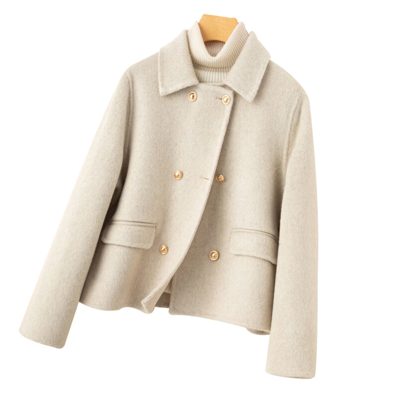 2025百搭时尚小香风双排扣大衣，女装毛呢外套，优远毛呢大衣
