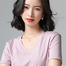 2025夏季丝光棉T恤半袖圆领背心V领汗衫凉爽丝滑短袖，女装T恤，纳丰羊绒