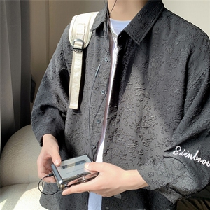 港风花型七分袖衬衫男大码M-5XL风情侣衬衫男QCS7023P45控68图片