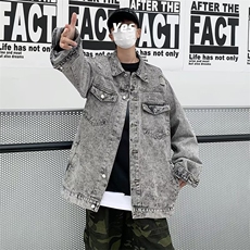 春秋做旧牛仔外套男高街潮牌日系美式休闲嘻哈青少年夹克W032，男装夹克，星座1116A-1（原606A）