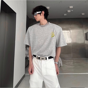 抖音得物供货210克现货宽松纯棉美式潮牌印花落肩袖纯棉T恤AT2150图片