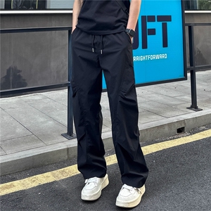 褶皱感潮流直筒休闲裤男女秋季新款宽松户外工装速干长裤图片