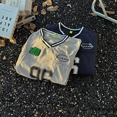 港风秋款男V领卫衣棒球服运动条纹夹克外套WY66P45，男装夹克，星座1013-1